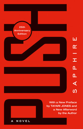 Cover of Push Novel by Sapphire. Red background with black bold letters.